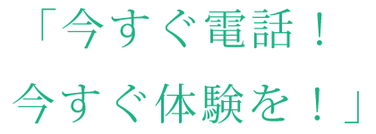 「今すぐ電話!今すぐ体験を!」